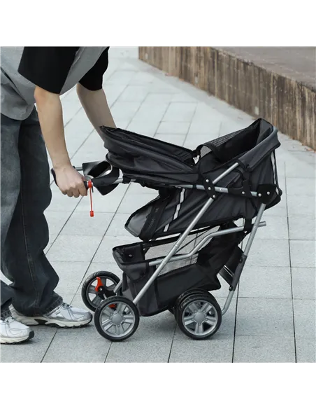 PawHut Foldable Pet Stroller for Small and Miniature Dog, Dark Grey