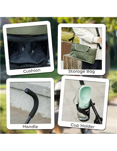 PawHut Foldable Dog Stroller, Lightweight Dog Pram w/ Shoulder Strap, Storage Bag, Cup Holder, Dark Green