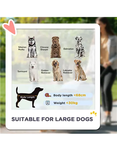 PawHut Foldable Pet Stroller for Large Dogs with 4 Big Wheels, Shock-Absorbing Frame, Safety Leashes, Brakes, Dark Grey