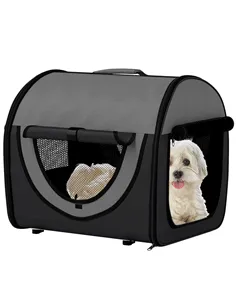Pawhut Folding Fabric Soft Pet Crate, 46Lx36Wx41H cm - Black