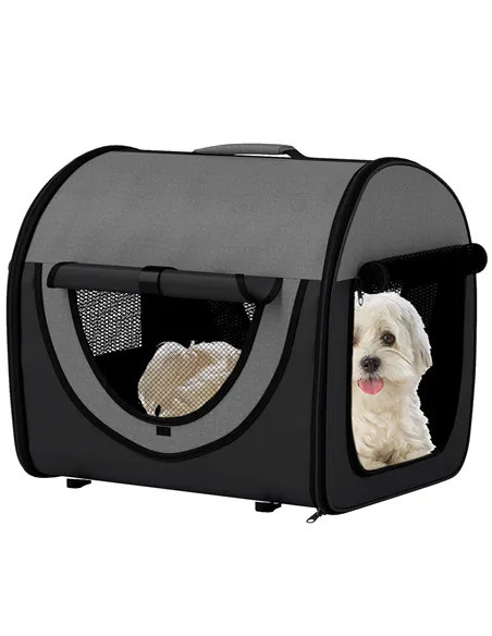 Pawhut Folding Fabric Soft Pet Crate, 46Lx36Wx41H cm - Black