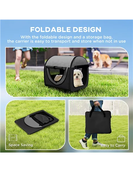 Pawhut Folding Fabric Soft Pet Crate, 46Lx36Wx41H cm - Black