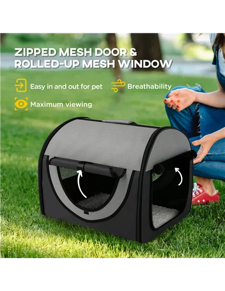 Pawhut Folding Fabric Soft Pet Crate, 46Lx36Wx41H cm - Black