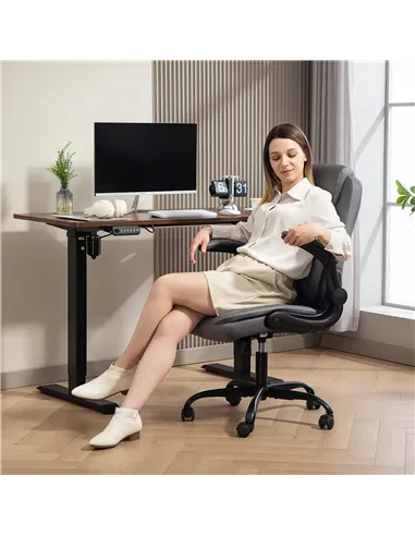 HOMCOM Faux Leather Office Chair. with Flip-Up Armrests - Charcoal Grey