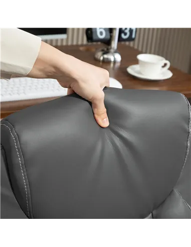 HOMCOM Faux Leather Office Chair. with Flip-Up Armrests - Charcoal Grey