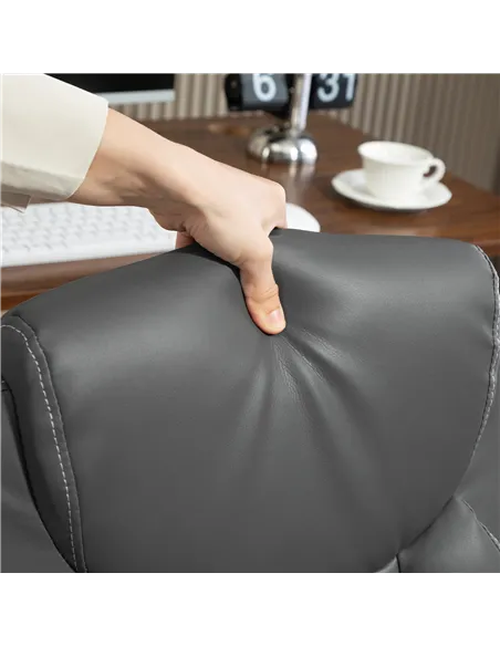 HOMCOM Faux Leather Office Chair. with Flip-Up Armrests - Charcoal Grey