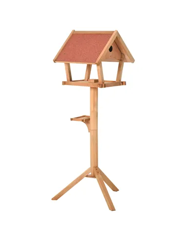 PawHut Wooden Bird Table Freestanding Feeding  Station for Garden Outside ,139H cm, Natural