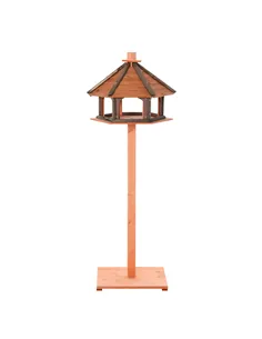 PawHut Wooden Bird Table Bird Feeding Station Playstand with Roof 130Hcm for Outdoor Brown