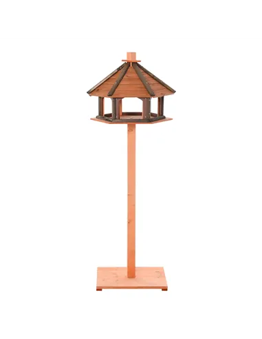 PawHut Wooden Bird Table Bird Feeding Station Playstand with Roof 130Hcm for Outdoor Brown