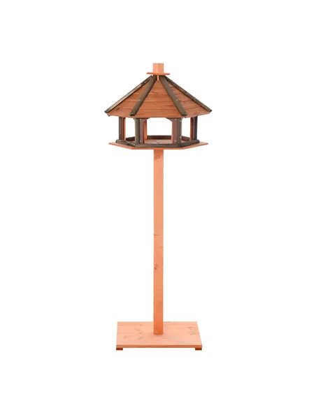 PawHut Wooden Bird Table Bird Feeding Station Playstand with Roof 130Hcm for Outdoor Brown