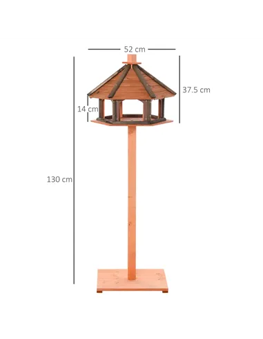 PawHut Wooden Bird Table Bird Feeding Station Playstand with Roof 130Hcm for Outdoor Brown