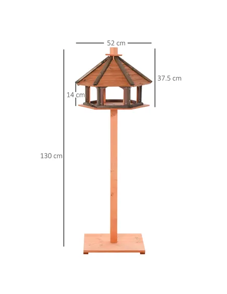 PawHut Wooden Bird Table Bird Feeding Station Playstand with Roof 130Hcm for Outdoor Brown