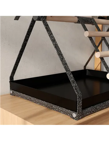 PawHut Parrot Stand Bird Stand w/Wood Perch Ladder Feeder Removable Tray