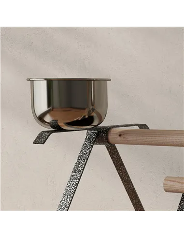 PawHut Parrot Stand Bird Stand w/Wood Perch Ladder Feeder Removable Tray