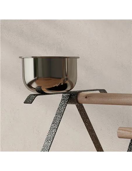 PawHut Parrot Stand Bird Stand w/Wood Perch Ladder Feeder Removable Tray