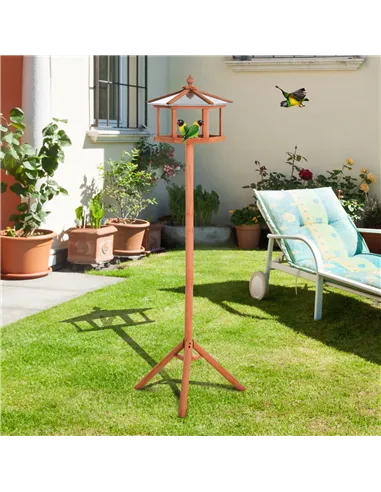PawHut Wooden Bird Table for the garden Feeding Station, 153Hcm
