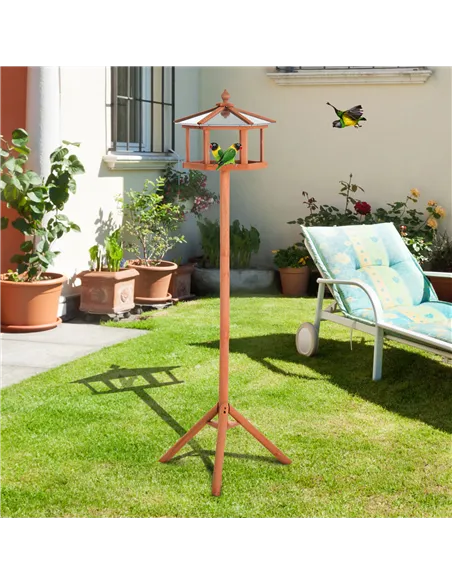 PawHut Wooden Bird Table for the garden Feeding Station, 153Hcm