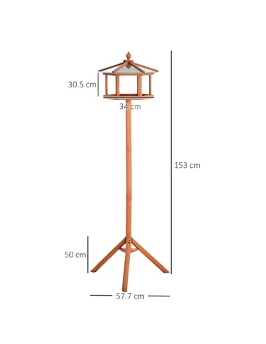 PawHut Wooden Bird Table for the garden Feeding Station, 153Hcm