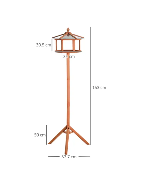 PawHut Wooden Bird Table for the garden Feeding Station, 153Hcm