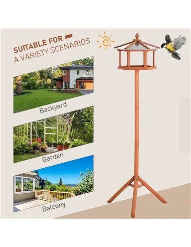 PawHut Wooden Bird Table for the garden Feeding Station, 153Hcm