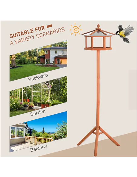 PawHut Wooden Bird Table for the garden Feeding Station, 153Hcm