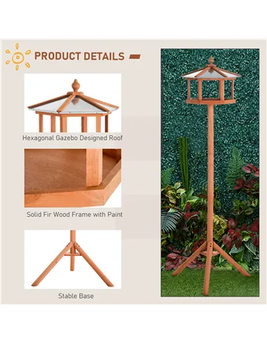 PawHut Wooden Bird Table for the garden Feeding Station, 153Hcm