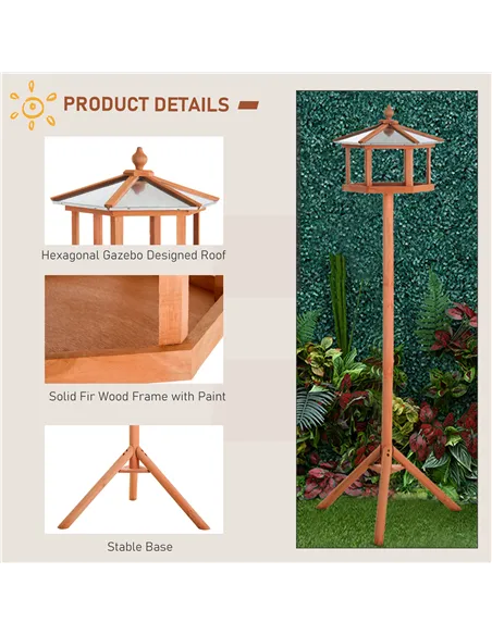 PawHut Wooden Bird Table for the garden Feeding Station, 153Hcm