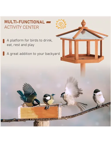 PawHut Wooden Bird Table for the garden Feeding Station, 153Hcm
