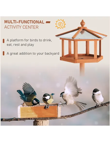 PawHut Wooden Bird Table for the garden Feeding Station, 153Hcm