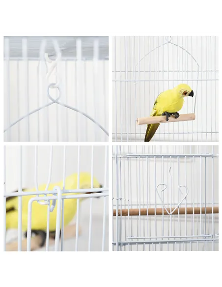 PawHut Large Metal Bird Cage with Perches, Food Bowls, Swing, for Budgies, Parakeets, White