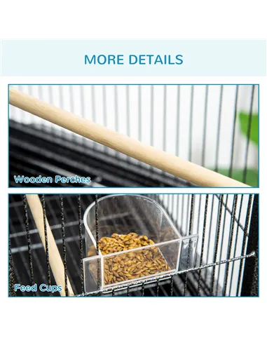 PawHut Large Bird Cage Budgie Cage with Stand, Storage Shelf, Wood Perch for Parrot Canary Parakeet Cockatiels, 81 x 48 x 162.5 