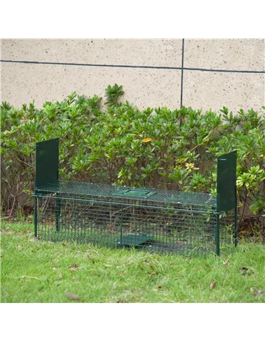 PawHut Two-Door Live Trap for Small Animals, Animal Trap for Rat, Mice - Dark Green