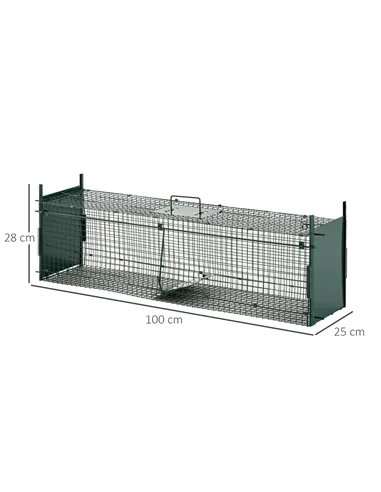 PawHut Two-Door Live Trap for Small Animals, Animal Trap for Rat, Mice - Dark Green