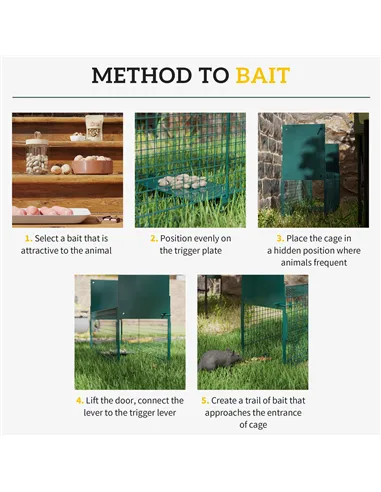 PawHut Two-Door Live Trap for Small Animals, Animal Trap for Rat, Mice - Dark Green