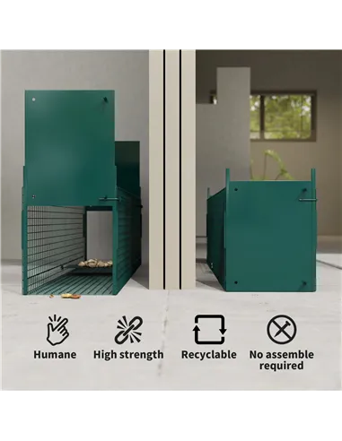 PawHut Two-Door Live Trap for Small Animals, Animal Trap for Rat, Mice - Dark Green