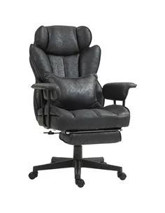 HOMCOM Executive Office Chair, Ergonomic Desk Chair with Foot Rest, Lumbar Support, Reclining Function and Wide Seat, Black