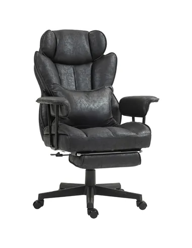 HOMCOM Executive Office Chair, Ergonomic Desk Chair with Foot Rest, Lumbar Support, Reclining Function and Wide Seat, Black