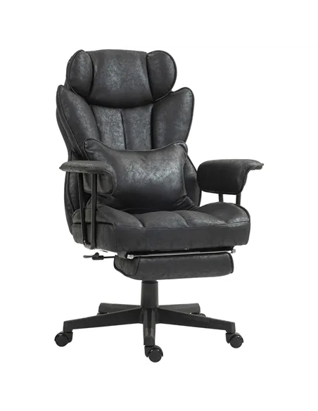 HOMCOM Executive Office Chair, Ergonomic Desk Chair with Foot Rest, Lumbar Support, Reclining Function and Wide Seat, Black
