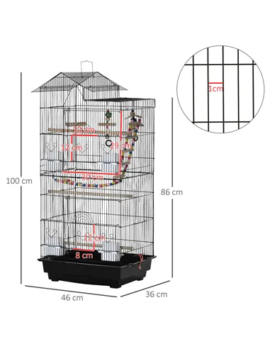 PawHut Bird Cage for Budgies, Finches, Canaries w/ Accessories, Toys, Tray