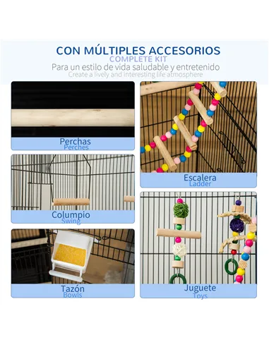 PawHut Bird Cage for Budgies, Finches, Canaries w/ Accessories, Toys, Tray