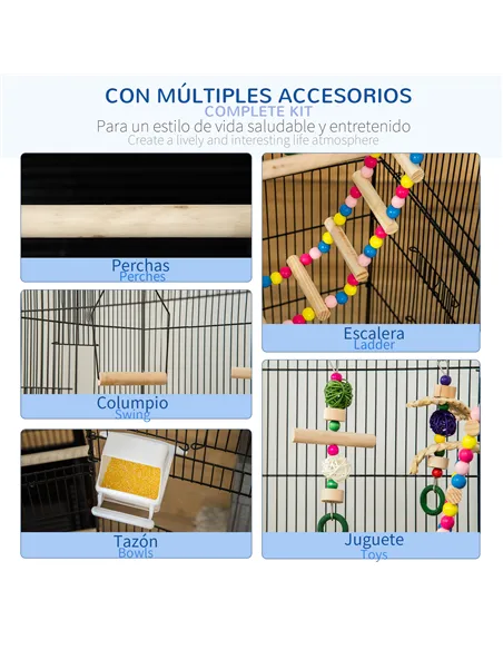 PawHut Bird Cage for Budgies, Finches, Canaries w/ Accessories, Toys, Tray
