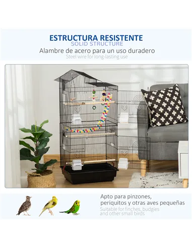 PawHut Bird Cage for Budgies, Finches, Canaries w/ Accessories, Toys, Tray