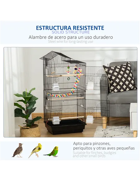 PawHut Bird Cage for Budgies, Finches, Canaries w/ Accessories, Toys, Tray