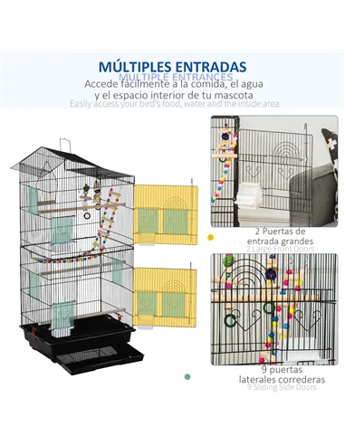 PawHut Bird Cage for Budgies, Finches, Canaries w/ Accessories, Toys, Tray