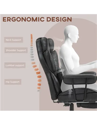 HOMCOM Executive Office Chair, Ergonomic Desk Chair with Foot Rest, Lumbar Support, Reclining Function and Wide Seat, Black