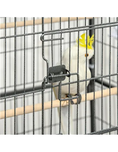 PawHut Large Bird Cage Budgie Cage for Finch Canaries Parakeet with Rolling Stand, Slide-out Tray, Storage Shelf, Food Container