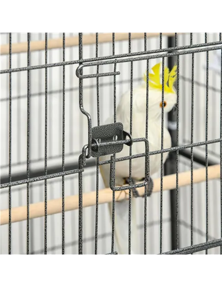 PawHut Large Bird Cage Budgie Cage for Finch Canaries Parakeet with Rolling Stand, Slide-out Tray, Storage Shelf, Food Container