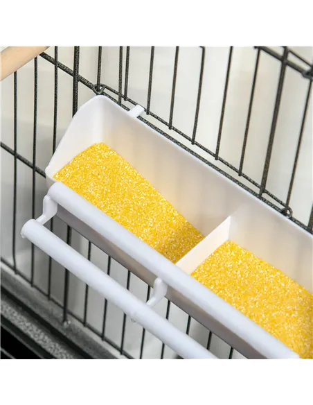 PawHut Large Bird Cage Budgie Cage for Finch Canaries Parakeet with Rolling Stand, Slide-out Tray, Storage Shelf, Food Container