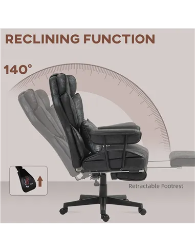 HOMCOM Executive Office Chair, Ergonomic Desk Chair with Foot Rest, Lumbar Support, Reclining Function and Wide Seat, Black