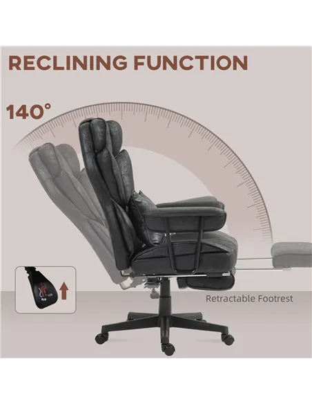 HOMCOM Executive Office Chair, Ergonomic Desk Chair with Foot Rest, Lumbar Support, Reclining Function and Wide Seat, Black